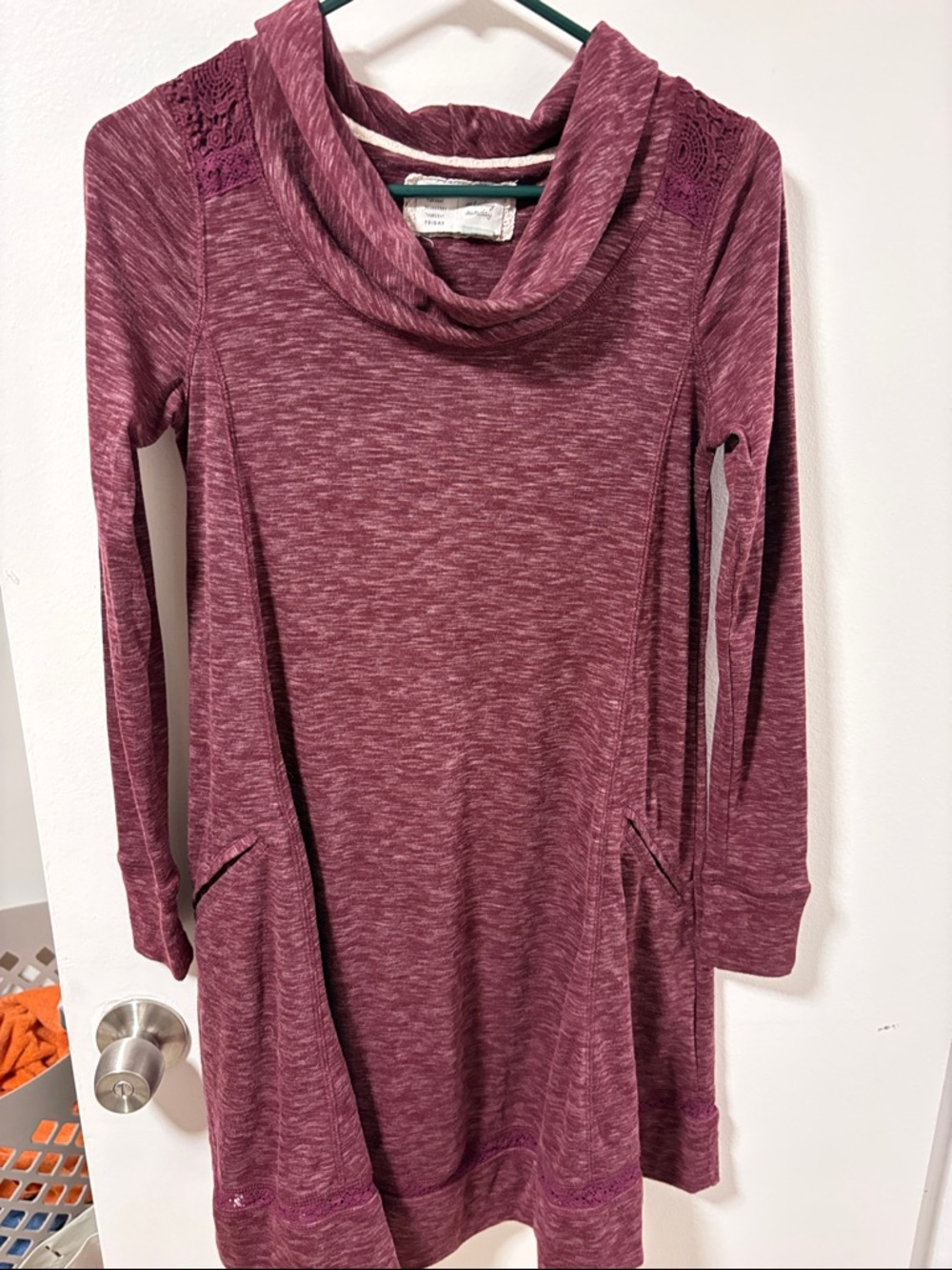 Cozy Marled Plum Cowl Neck Dress